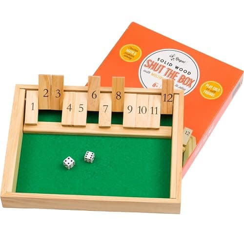 Regal Games Shut The Box - Fun Table Math Game with Wooden Board for Adults & Kids - 12 Spots Dice Game with 2+ Player Games - Ideal for Game Night, Travel - (Ages 8+) - Image 1