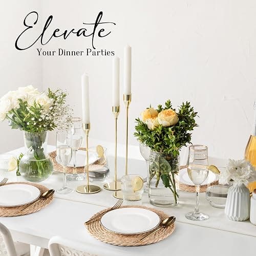 Round Woven Placemats Set of 8, Natural Water Hyacinth Place mats, Rattan Placemat Wicker Placemats Farmhouse Boho Braided Heat Resistant Outdoor Placemat Patio Table Place Mats (12 inch Set of 8) - 12 inch Set of 8 thumbnail 6