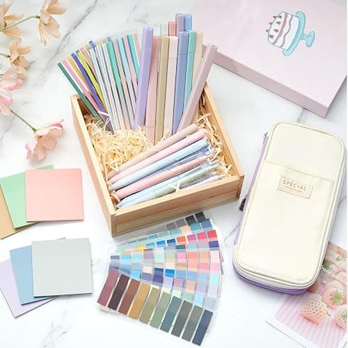 135 Pcs Book Annotation Kit Aesthetic Pencil Case Bag with 12 Highlighter 11 Gel Pen 1 Marker 300 Sheets Transparent Sticky Notes Pads 2640 Index Tabs Bible Study Supplies for School Gift(Purple) thumbnail 2