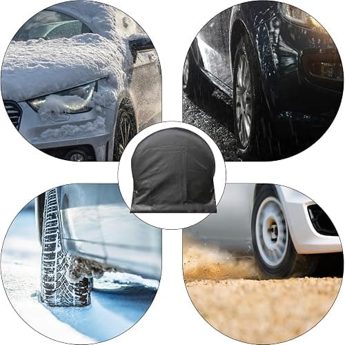 Tire Covers, 4pcs Black Outdoor Waterproof Tire Covers, Waterproof Anti-UV Snow Sun Rain Tire Protector Covers for RV, Truck,Trailer, Camper (30-32 Inch) thumbnail 9