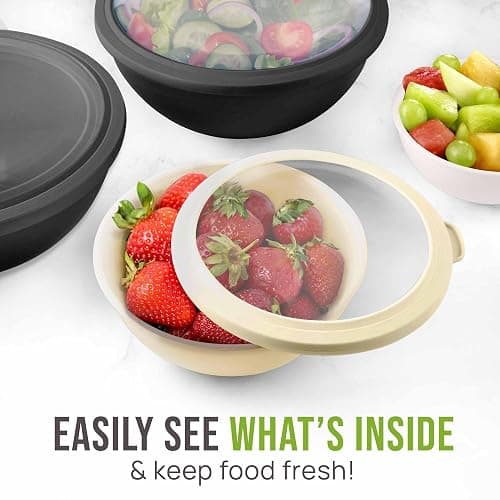 Zulay Kitchen 12 Piece Plastic Mixing Bowls with Leak-Proof Lids Set - Microwave and Freezer Safe Kitchen Mixing Bowls for Preparing, Serving and Storing - Large Nesting Bowls (Midnight Ombre) thumbnail 2