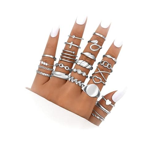 FAXHION 24 Pcs Gold Stackable Rings for Women, Knuckle Rings Chunky Gold Ring Set Dainty Stacking Cute Rings, Multiple Sizes Cute Jewelry Set Gift - Image 1