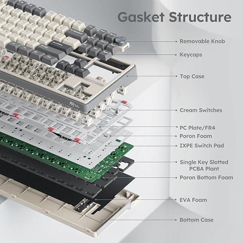 RK ROYAL KLUDGE R87 Pro Wired Mechanical Keyboard with Hot Swappable Knob 75% RGB Backlit Gaming Keyboard 88 Keys TKL Gasket Mounted with QMK/VIA and Linear Creamy Switch thumbnail 7