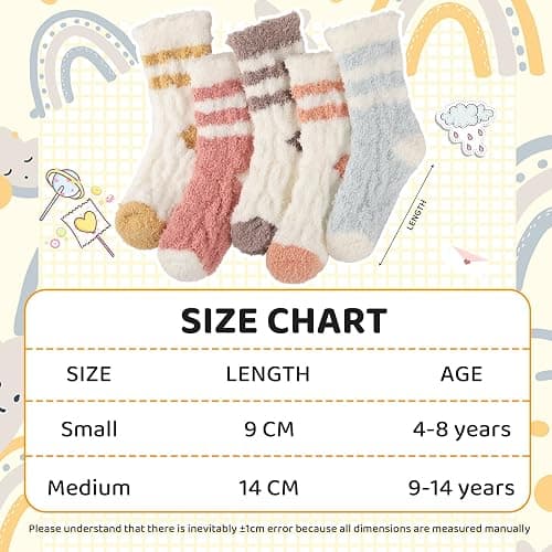 Comfoex Kids Fuzzy Socks Girls Slipper Soft Fluffy Cozy Cabin Warm Winter Home Socks 5 Pairs for Age 4-14 thumbnail 3