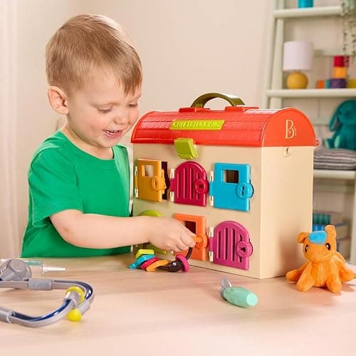 B. Toys Critter Clinic Vet Set, Portable Lock and Key Pet Care Toy | Portable animal hospital with 6 rooms, 6 matching keys, 5 tools, 2 plush pets, and built-in storage for pretend, 2+ Years thumbnail 2