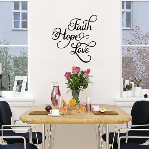 ESTART Faith Hope Love 3 Pieces Metal Wall Decor Inspirational Black Letter Sign Wall Art Rustic Vintage Farmhouse Word Metal Sign Family Wall Decor for Home Bedroom Living Room thumbnail 7