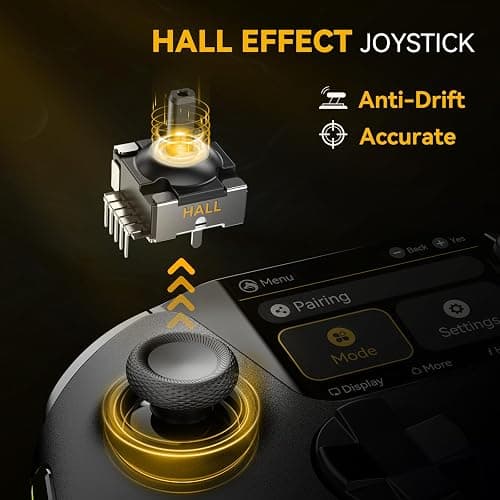 ManbaOne Interactive Screen Wireless Gaming Controller for PC/Switch/Switch 2/iOS/Android,Hall Effect Stick & Trigger,RGB Lighting,Remappable Buttons,1800mAh with Charging Dock (Black) thumbnail 3
