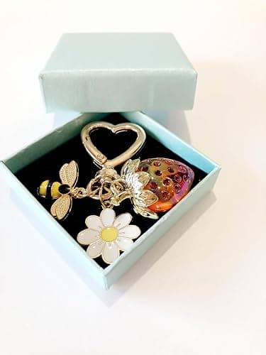SIGZKK Cute Cherry Strawberry bag charms keychain purse accessories charm for women handbags Kawaii Flower Car Key Chain thumbnail 3