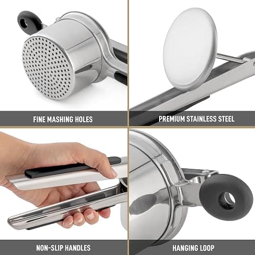 Bellemain Large Potato Ricer 15oz – Heavy Duty Stainless Steel Potato Masher for Smooth Mashed Potatoes, Baby Food & Gnocchi Maker thumbnail 5