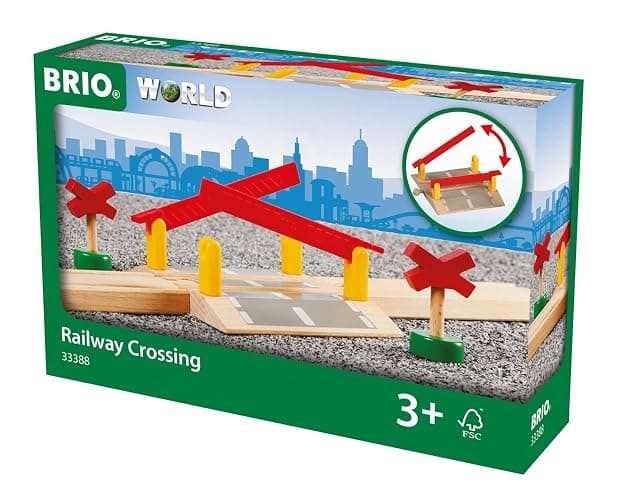 BRIO World 33388-4 Piece Railway Crossing Set | Fun and Interactive Wooden Train Accessory for Kids | Enhances Creativity and Motor Skills | FSC-Certified Eco-Friendly Toy for Ages 3 and Up - Image 1