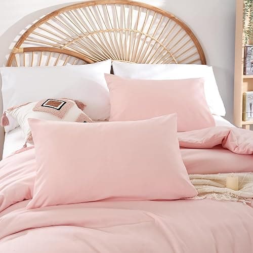 weigelia Super-Soft Micorfiber Comforter Set - Queen Size Blush Pink Lightweight Warmth Comforter for All Season Use, Machine Washable Pink Bedding Set (1 Comforter, 2 Pillowcases) thumbnail 5