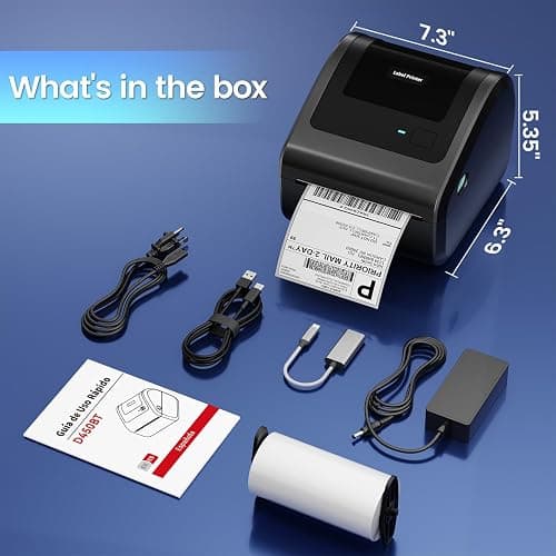 Omezizy Bluetooth Shipping Label Printer 4x6, D450BT Thermal Label Printer for Shipping Packages, Thermal Printers for Small Business, Compatible with Android, iPhone, Windows, macOS, Tiktok, UPS thumbnail 9
