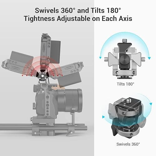 (Mise à Niveau) SMALLRIG Support de Moniteur avec Cold Shoe, Réglable Pivotant à 360° et Inclinable à 180° avec Goupilles de Positionnement Rebondissantes pour Moniteurs 5" et 7" - 2905B thumbnail 5