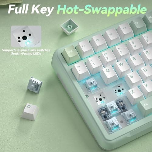 SOLAKAKA A99 Pro Wireless Mechanical Keyboard with BT5.0/2.4GHz/USB-C, LCD Screen & Metal Knob, Gasket-Mounted Gaming Keyboard, Full Hot-Swappable, RGB Creamy Keyboard for Win/Mac thumbnail 5