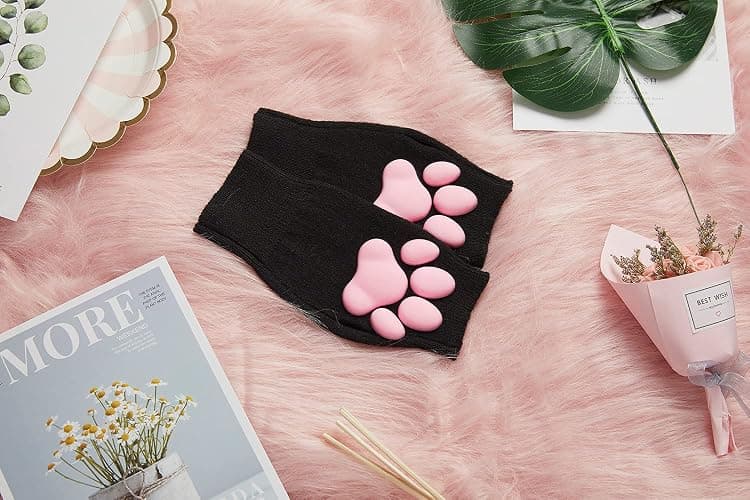 HOMEGYMFREE Cute Cat Paw Mittens Gloves, Kawaii Cat Cosplay Kawaii Soft 3D Toes Beans Fingerless Cat Claw Paws Pad Sleeve thumbnail 5