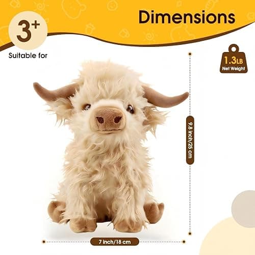 OROZCOR Microwavable Highland Cow Stuffed Animal, Weighted Highland Cow Plush Toys, Cute Weighted Stuffed Animals Gifts for Adult Kids Girls Boys (Microwavable White) thumbnail 3