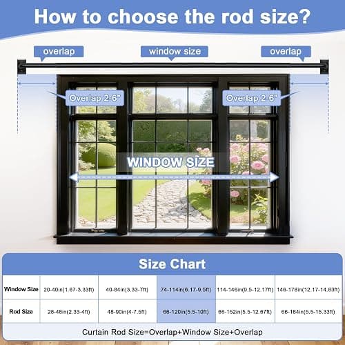 ZYRW Black Curtain Rods, Room Darkening Curtain Rod for Windows 66 to 120 Inches(5.5-10Ft), Wrap Around Rods, Adjustable Heavy Duty Blackout Drapery Rod, Window Treatment, Matte Black thumbnail 6