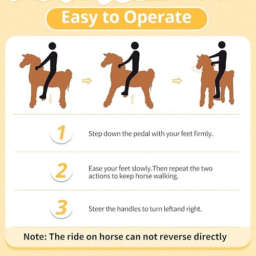 Ride on Horse for Big Kids, Horse Ride on Toy for 4 to 9 Years Old, (35.8'' Height) Riding Horse Rider Mechanical Walking Action Plush Animal, No Battery or Electricity, Max Load 165LBS - Brown thumbnail 9