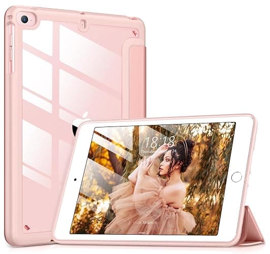 VIKESI for iPad mini 4 5 3 2 1 Case,Clear 7.9 inch iPad mini 1st 2nd 3rd 4th 5th Generation Smart Cover [Support Auto Sleep/Wake] - Rose Gold - Image 1