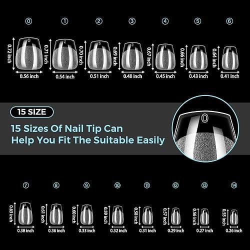 TOMICCA Extra Short Coffin Nail Tips 510PCS, 15 Sizes Ultra Matte Nail Tips for Acrylic Fake Nails, Short Coffin Nails for DIY Salon, Clear Gel Nail Extension Tips for Beginners & Nail Techs thumbnail 3