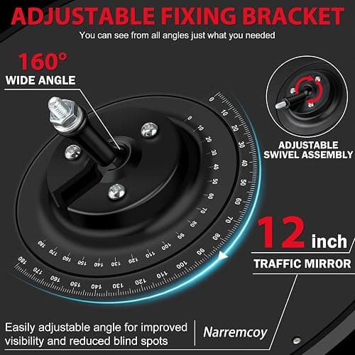 Narremcoy 12 inch Acrylic Convex Mirror, Adjustable Wide Angle View Indoor Security Mirror, Corner Security Blind Spot for Warehouse, Office, Parking Garage and Traffic Safety thumbnail 5