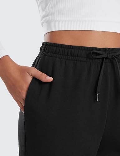 CRZ YOGA Fleece Sweatpants Women Cotton Joggers High Waisted Lounge Casual Travel Elastic Bottom Pants with Pockets thumbnail 4