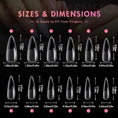 Ranrose Long Almond Nail Tips: 240pcs Nail Tips Full Cover False Nail 12 Sizes Half Matte Pre-shape Acrylic Almond Shaped Press On Nail Tips DIY Nail Salon thumbnail 6
