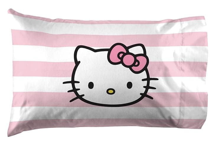 Jay Franco Sheet Set with Fitted, Flat Sheets & Pillow Cover - Ultra-Soft Bedding with Pillowcase for Room Decor, Multi - Hello Kitty, 3 Piece Twin thumbnail 4