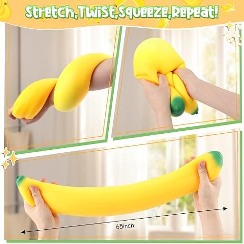 18In Giant Banana Squishy, Jumbo Squishy Banana Big Realistic Banana Moldable Soft Squeeze Large Slow Rising Stress Ball for Anxiety Stress Party Favor for Adults, Office Desk & Home thumbnail 4