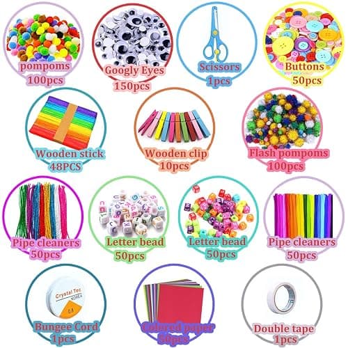 zycBernoi 3000+ Pcs Arts and Crafts Supplies for Kids - Kids Craft kit for Boys & Girls - Craft Box Gift for Ages 4-6, 6-8, 8-12 thumbnail 2