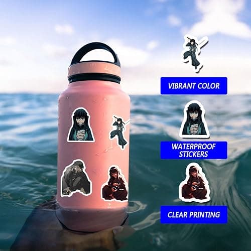 64pcs Classic Japanese Anime Stickers, Cute Cartoon Vinyl Waterproof Stickers for Water Bottle,Skateboard,Laptop,Phone,Journaling,Scrapbooking Decals for Teens Adults for Party Supply thumbnail 9