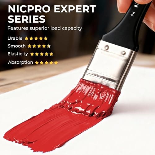 Nicpro 26pcs Professional Paint Brush Set with Palette Knife & Canvas Roll | Craft Paint Brushes for Acrylic Painting, Oil, Watercolor, Gouache & Canvas, Drawing & Art Supplies for Adults, Artists Gift thumbnail 5