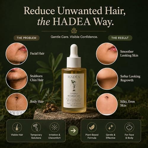 HADEA Cyperus Rotundus Oil to Reduce Hair Growth 100% Organic High-Potency Steam Distilled Cyprus Nutgrass Cypress Inhibitor | Cypress Rotundus Oil For Pcos, Hirsutism, Any Unwanted Hair 30ml thumbnail 3