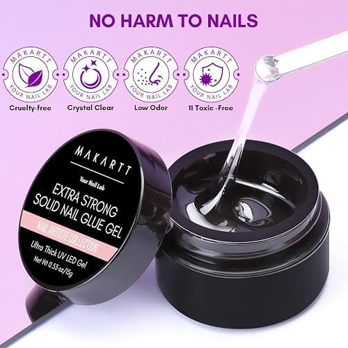 Makartt Solid Nail Glue Gel: Extra Strong Gel Nail Glue for Press On Nails & Fake Tips Long-Lasting Strong Adhesion Nails Glue for Acrylic Nails Clear 3D Gels for Nail Art Home Salon UV Light Cured thumbnail 9