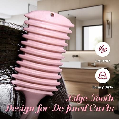 Curly Hair Brush, Curl Defining Brush, Shaping and Defining Curls for Women Hair Brush for Combing and Shaping, Reduce Pulling and Curl Separation For Defined Curls (Pink) thumbnail 8