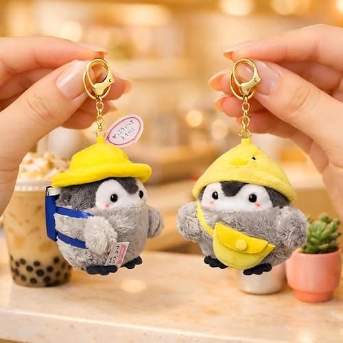 Penguin Plush Keychain, Cute Cosplay Stuffed Animal Keyring for Women, Kawaii Backpack Charms and Purse Decor for Birthday thumbnail 4