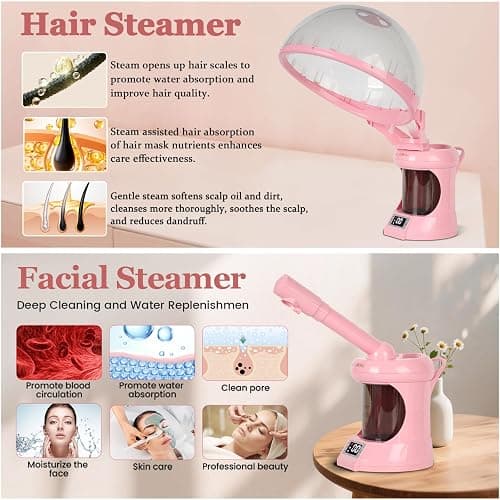 LKT COBTAC 2 in 1 Hair Steamer, Hair Facial Steamer | 300ml water tank,with timing function,suitable for all hair types,for personal home use thumbnail 4