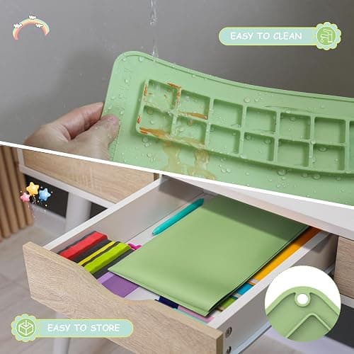 Silicone Painting Mat with Cup, 20"X16" Craft Mat, Siliocne Mat for Crafts, Resin, Paint, Clay, Non Stick Art Mat with Raised Edge, Painting Supplies (Apple Green) thumbnail 6