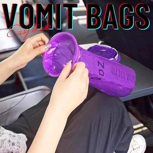 YGDZ Barf Bags, 15 Pack Vomit Bags Disposable Throw Up Emesis Bags Puke Nausea Bags for Travel Motion Sickness, Car & Aircraft, Purple thumbnail 4