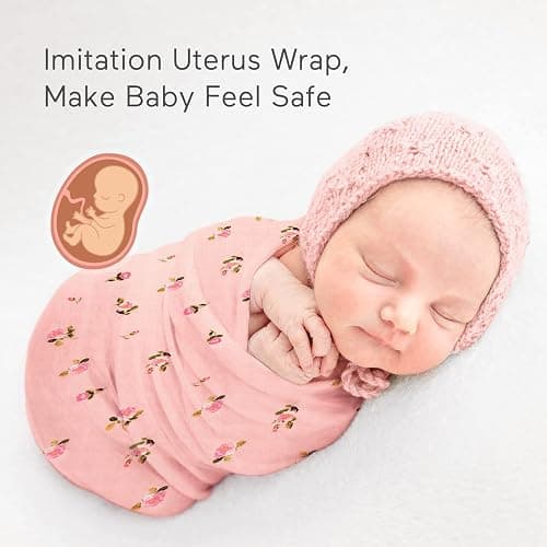 Momcozy Muslin Swaddle Blanket Baby Girl Newborn, 4 Pack Large Wrap Swaddle Blankets Soft Silky Breathable (70% Bamboo + 30% Cotton), Receiving Blanket, Floral Design thumbnail 3