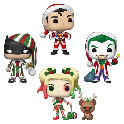 Funko Pop! DC Comics Christmas 4 Pack Special Edition Exclusive Vinyl Figures - Superman in Holiday Sweater, Batman as Ebenezer Scrooge, The Joker as Santa, Harley Quinn with Helper thumbnail 2