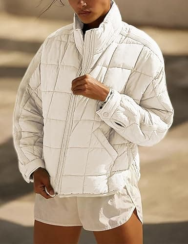 Bianstore Women's Oversized Splice Quilted Lightweight Puffer Jacket Casual Padded Coat thumbnail 7
