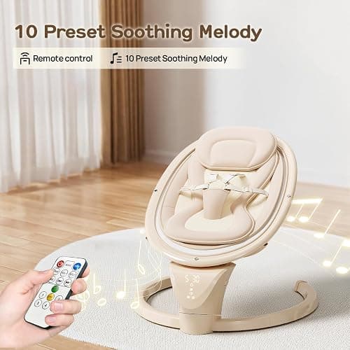Baby Swings for Infants, Electric Infant Swing with Remote Control, Portable Baby Swing with 5-Point Harness, 5 Speeds, and 10 Preset Lullabies (Adapter Included) thumbnail 2