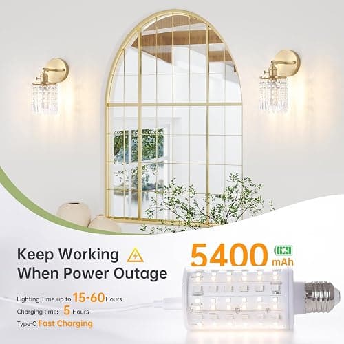 Shenmoyl Set of 2 Crystal Battery Operated Wall Sconce, Rechargeable Battery Powered Wall Lamp with Remote Control, Modern Dimmable Wireless Wall Lights for Bedroom Bathroom(Transparent, Gold Base) thumbnail 5