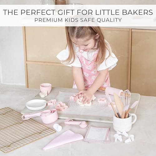 Wooden Baking Set for Kids - A Complete Set of Real Kitchen Utensils Gives Toddlers a Fun Cooking Experience - Durable Safe to Use Tools are Perfect for Gifting to Create Lasting Family Memories thumbnail 3