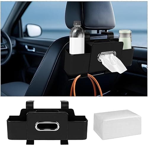 toresper Car Back Seat Organizer with Tissue and Storage Hook | Car Seat Back Multifunctional Car Organizer for Hold Phone, Drinks, Handbag, Compatible with Most Vehicles - Image 1