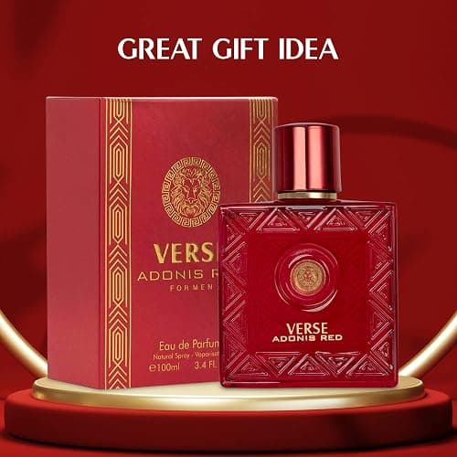 Verse Adonis Red for Men - 100ml Eau De Parfum Spray - Fruity Warm & Floral Fragrance Smell Fresh All Day Long Lasting Includes NovoGlow Carrying Pouch Gift for All Occasions thumbnail 3