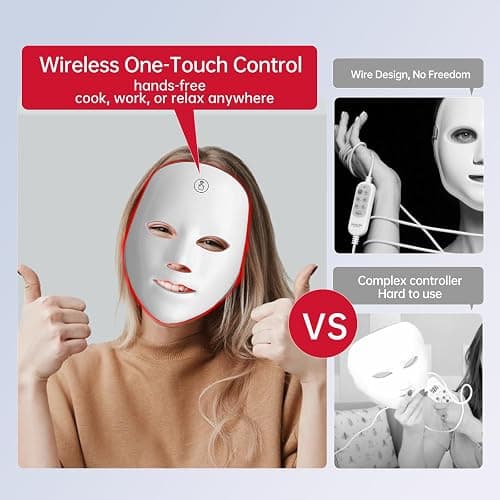 Red Light Mask for Face, 7 Color Red Light Facial Masks, At-Home Facial Care Device, Portable, Cordless, and Rechargeable thumbnail 3