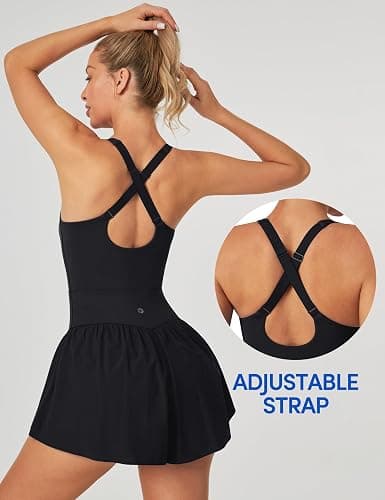 IUGA Workout Romper Tummy Control Padded Athletic Romper with Shorts Running Onesie Jumpsuits Summer Outfits Set Gym Clothes - Black - XX-Large thumbnail 4