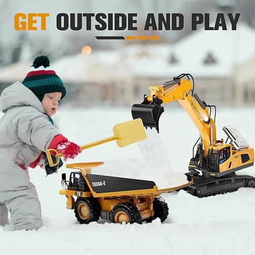 Remote Control Excavator Construction Toys for Boys, 2×1200mAh RC Construction Truck with Metal Shovel & Light, 11CH Excavator Toys for Boys 3-5 4-7 8-12 Year Old Kids Christmas Birthday Gift,120+Mins thumbnail 7